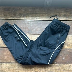 Black Track Pants with White Accents